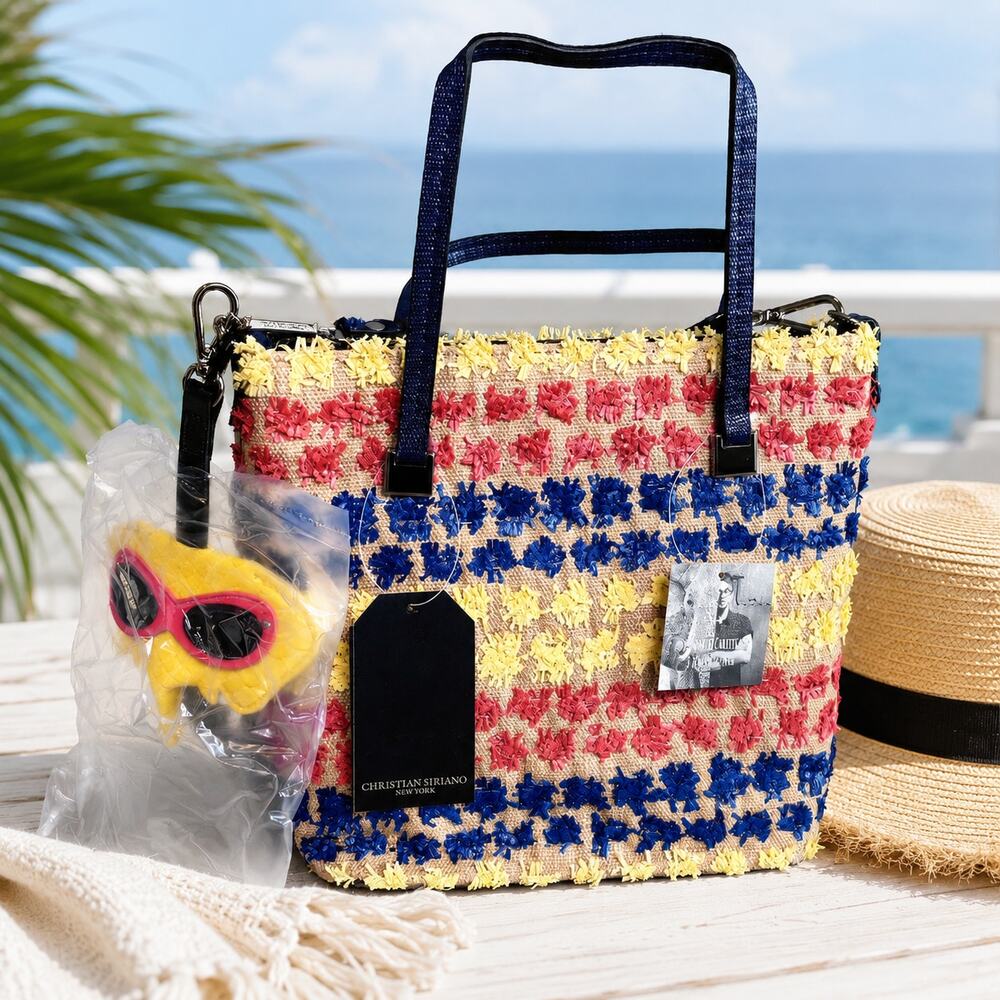 Christian Siriano Sabrina Straw Shoulder Handbag Weekend Coastal Resort Chic